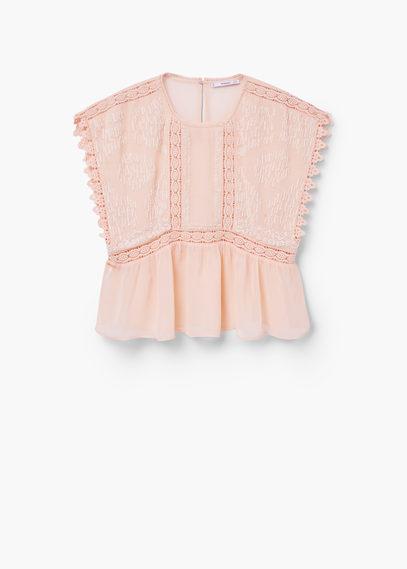 Mango Mango Embroidered Flowy Blouse