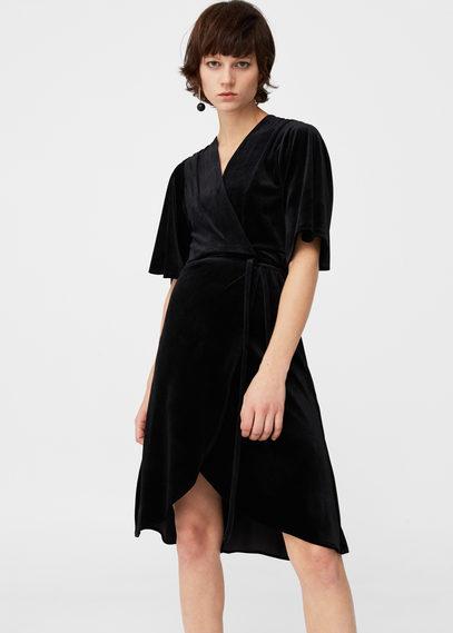Mango Mango Velvet Crossed Dress