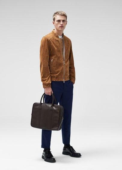 Mango Man Mango Man Zipped Suede Bomber Jacket