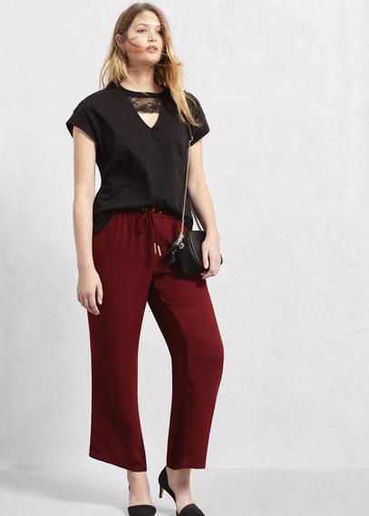 Violeta By Mango Lace Cotton T Shirt