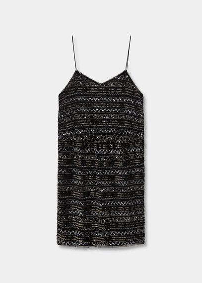 Violeta By Mango Violeta By Mango Sequin Embroidered Dress