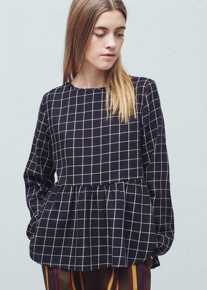 Mango Check Pattern Peplum Blouse