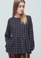 Mango Check Pattern Peplum Blouse