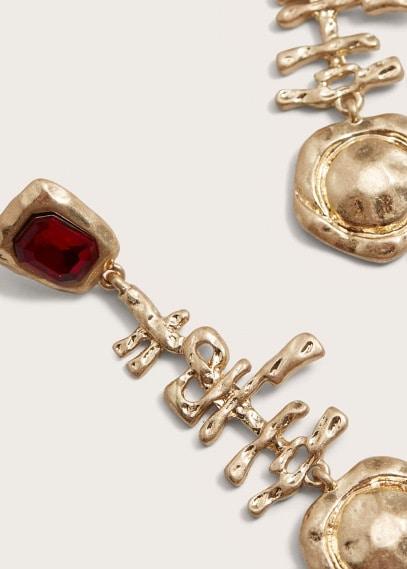 Violeta By Mango Violeta By Mango Metallic Pendants Crystal Earrings