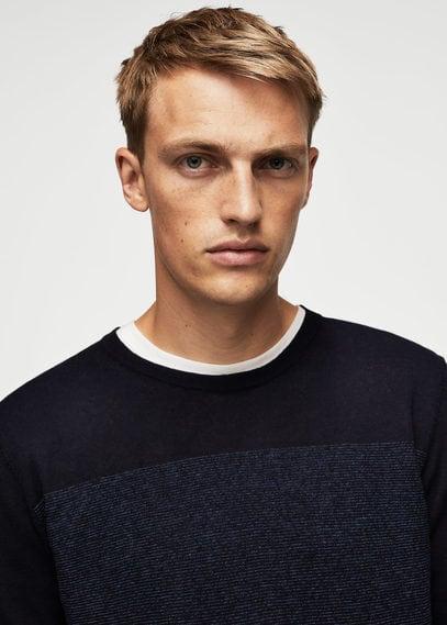 Mango Man Mango Man Striped Front Cotton-blend Sweater