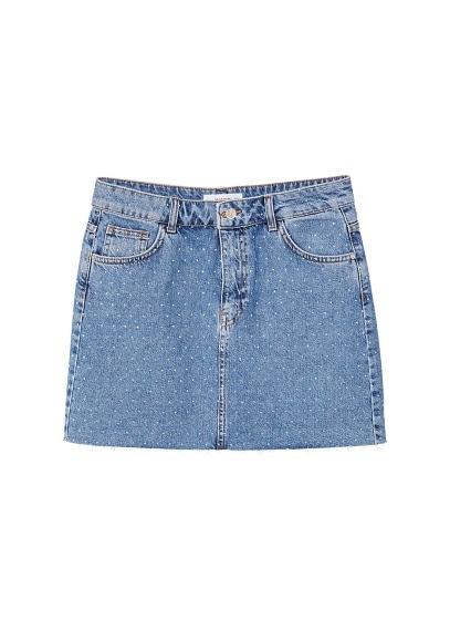 Mango Mango Crytals Denim Skirt
