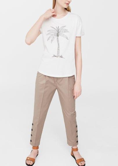 Mango Mango Beaded Cotton T-shirt