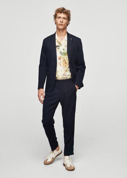 Mango Man Mango Man Slim-fit Cotton-blend Textured Blazer