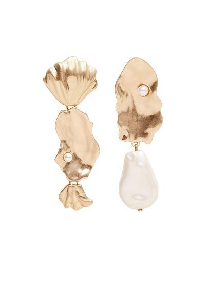 Mango Mango Pearl Detail Asymmetric Earrings