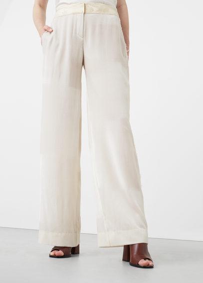 Mango Mango Premium - Silk-blend Palazzo Trousers