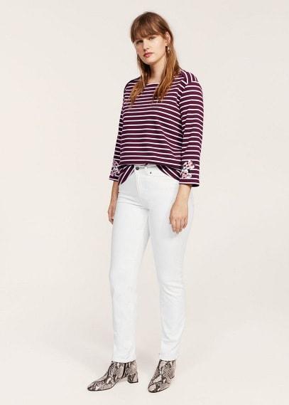 Violeta By Mango Violeta By Mango Embroidery Striped T-shirt