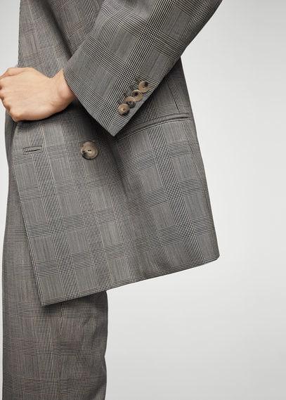 Mango Mango Check Wool Blazer