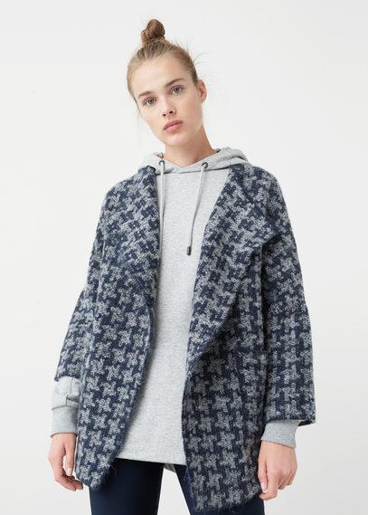 Mango Mango Houndstooth Wool-blend Cardigan