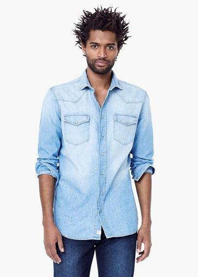 Mango Man Mango Man Slim-fit Light Denim Shirt