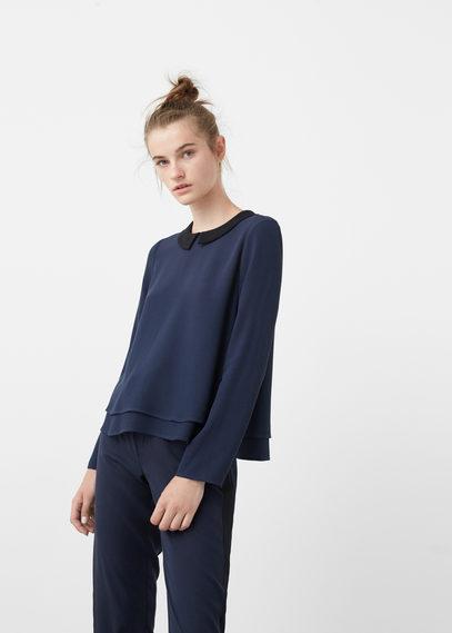 Mango Mango Contrast Neck Blouse