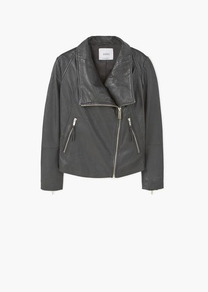 Mango Mango Lapels Leather Jacket