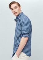 Mango Man Mango Man Slim-fit Geometric-print Shirt