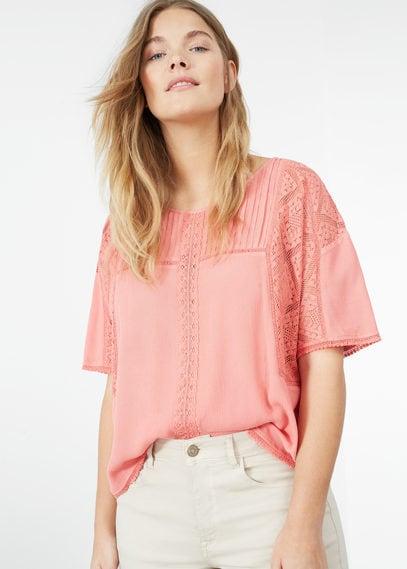 Violeta By Mango Violeta By Mango Crochet Panel Blouse
