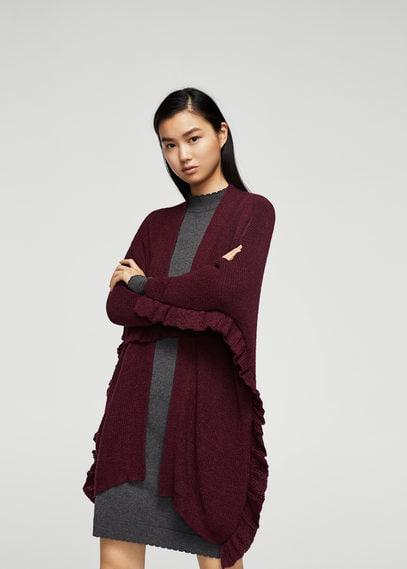 Mango Mango Ruffle Sleeve Cardigan