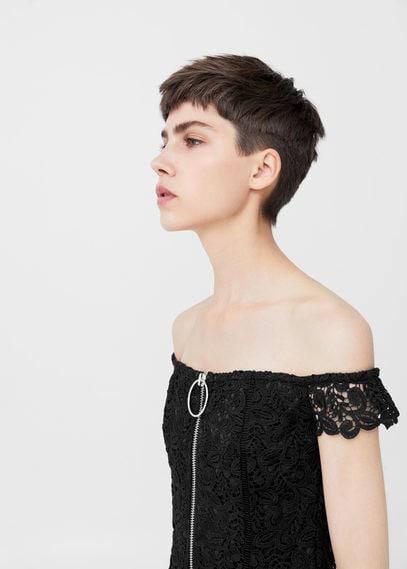 Mango Mango Zipped Guipure Dress