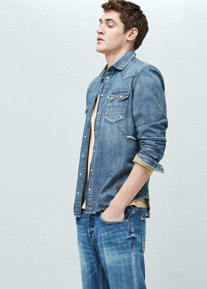 Mango Man Mango Man Chest-pocket Denim Shirt