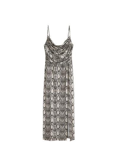 Violeta By Mango Violeta By Mango  Snake Print Draped Dress