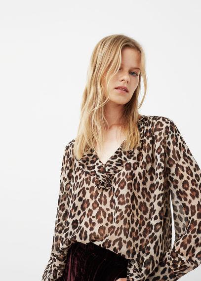 Mango Mango Lightweight Animal Print Blouse
