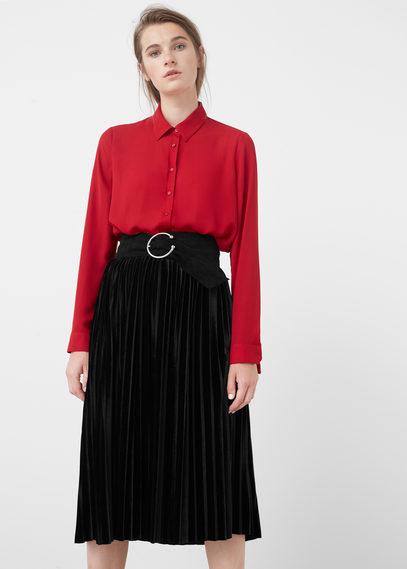 Mango Mango Pleated Velvet Skirt