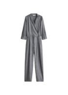Mango Mango Lapels Herringbone Jumpsuit