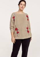 Violeta By Mango Violeta By Mango Floral Embroidery Metallic Sweater