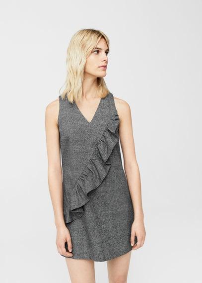 Mango Mango Ruffled Checkered Pinafore Dress