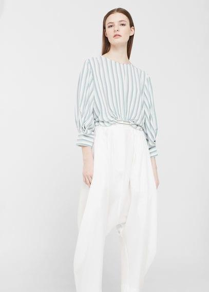 Mango Mango Stripe Crop Blouse
