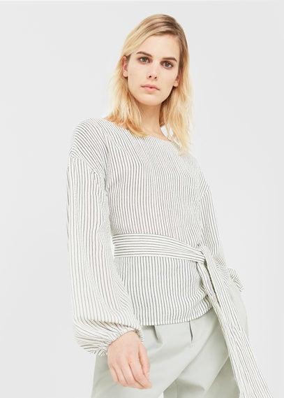 Mango Mango Belt Striped Blouse