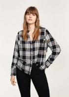 Violeta By Mango Violeta By Mango Leaf Embroidery Checked Blouse