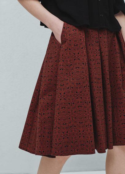 Mango Mango Pleat-detail Printed Skirt