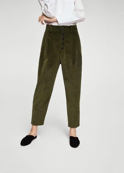 Mango Mango Pleated Corduroy Trousers