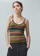 Mango Mango Striped Ribbed Top