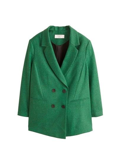 Violeta By Mango Violeta By Mango Herringbone Pattern Wool Coat