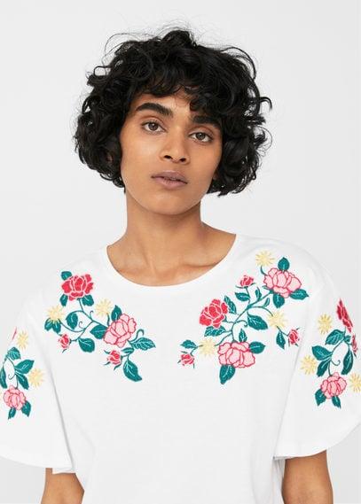 Mango Mango Roses Embroidered T-shirt