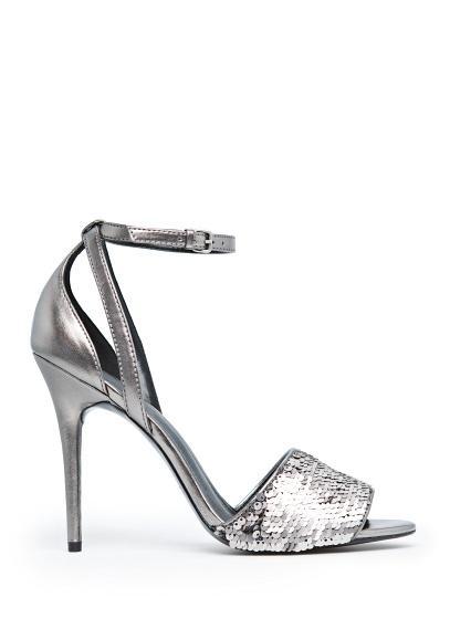 Mango Sequined Metallic Sandals
