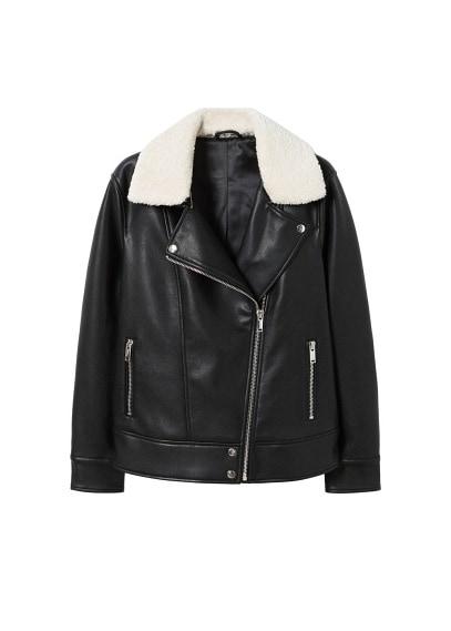 Violeta By Mango Violeta By Mango Shearling Collar Jacket