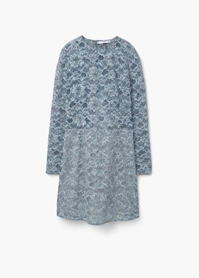 Mango Mango Blond Lace Fitted Dress
