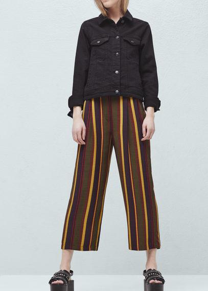 Mango Striped Crop Trousers