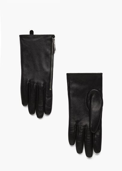 Mango Mango Zip Leather Gloves