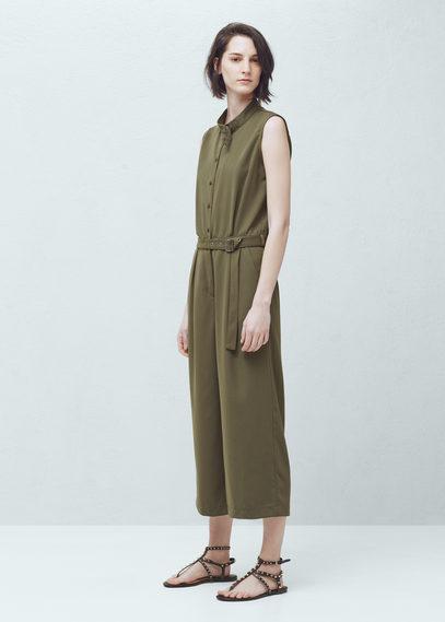 Mango Mango Belt Long Jumpsuit