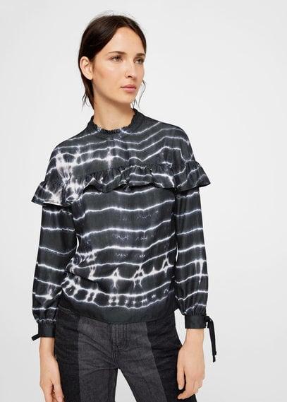 Mango Mango Ruffled Tie-dye T-shirt