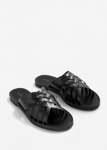 Mango Mango Leather Braided Sandals