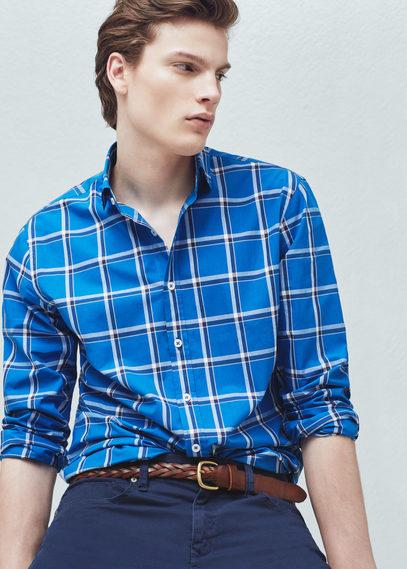 Mango Man Slim-fit Windowpane Check Shirt