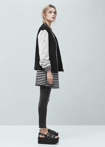 Mango Mango Contrast Sleeve Bomber Jacket