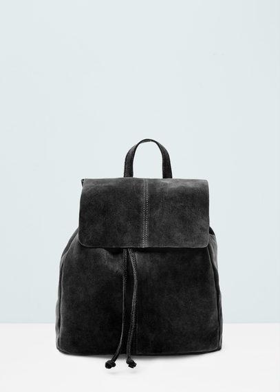 Mango Mango Lapel Suede Backpack